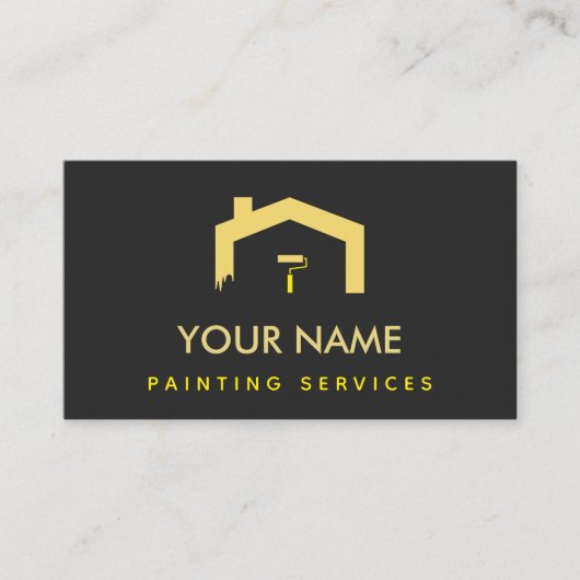 Modern Huis Schilderen Borstel Tinten van Geel Zwa Visitekaartje (Voorkant)