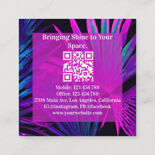 Modern Huis Schoonmaak Maid Logo QR Code Vierkante Visitekaartje (Achterkant)