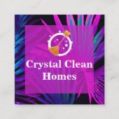 Modern Huis Schoonmaak Maid Logo QR Code Vierkante Visitekaartje (Voorkant)