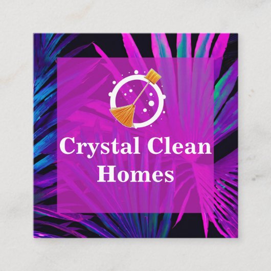 Modern Huis Schoonmaak Maid Logo QR Code Vierkante Visitekaartje (Voorkant)