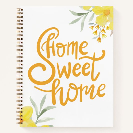 Modern Huis Sweet Home Chic Floral gepersonaliseer Notitieboek (Voorkant)