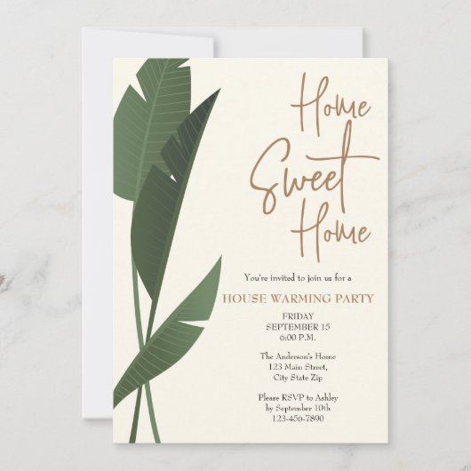 Modern Huis Sweet Home Groene Huis Warming Party Kaart (Voorkant)