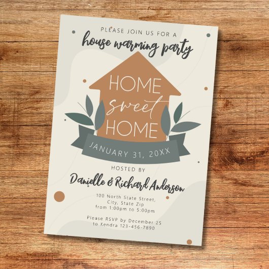 Modern Huis Sweet Huis Warming Party Kaart