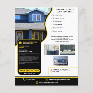 Modern Huis Verkopen Gepersonaliseerd Zwart & Geel Flyer