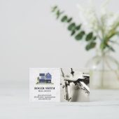 Modern huis | wit marmer | Sleutels Visitekaartje (Staand voorkant)