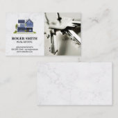 Modern huis | wit marmer | Sleutels Visitekaartje (Voorkant / Achterkant)