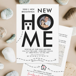 Modern Huis Zwart-wit Nieuw Adres Kaart