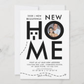 Modern Huis Zwart-wit Nieuw Adres Kaart (Voorkant)