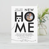 Modern Huis Zwart-wit Nieuw Adres Kaart (Staand voorkant)