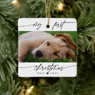 Modern huisdierliefhebber's mijn eerste kerstfoto keramisch ornament