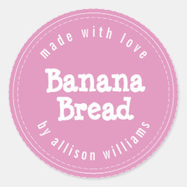 Modern Huisgemaakt Banaanbrood Fuchsia Roze Ronde Sticker