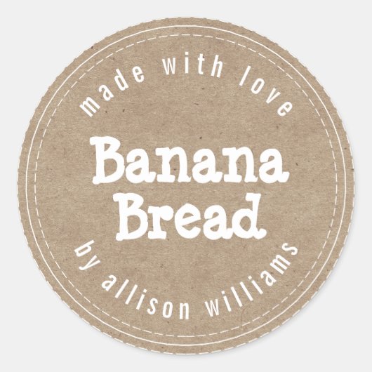 Modern Huisgemaakt Banaanbrood Kraft Papier Ronde Sticker (Voorkant)