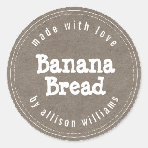 Modern Huisgemaakt Banaanbrood Kraft Papier Ronde Sticker