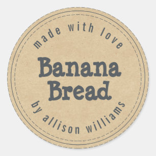 Modern Huisgemaakt Banaanbrood Kraft Papier Ronde Sticker