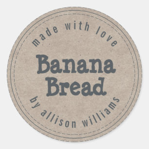 Modern Huisgemaakt Banaanbrood Kraft Papier Ronde Sticker