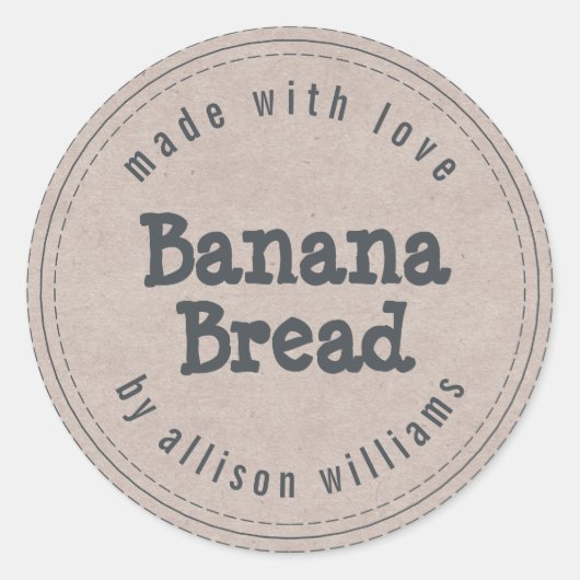 Modern Huisgemaakt Banaanbrood Kraft Papier Ronde Sticker (Voorkant)