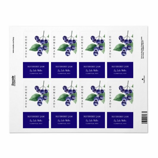 Modern Huisgemaakte Bosbessenjam Etiket (Full Sheet)