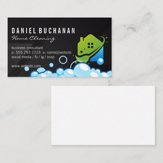 Modern Huishoudelijke Schoonmaakbezem Logo | Zeepb Visitekaartje (Voorkant / Achterkant)