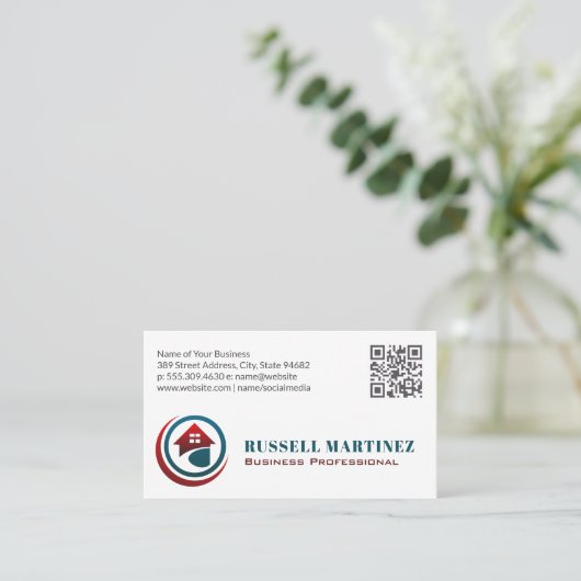 Modern Huislogo | Vastgoed | QR Code Visitekaartje (Staand voorkant)