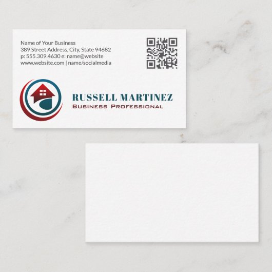 Modern Huislogo | Vastgoed | QR Code Visitekaartje (Voorkant / Achterkant)