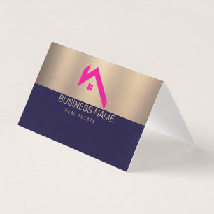 Modern Huislogo Zwart & Goud Onroerend Goed Kaart