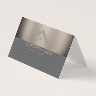 Modern Huislogo Zwart & Goud voor Vastgoed Visitekaartje