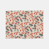 Modern Hulstbes Kerst Botanisch Patroon Fleece Deken (Voorkant (Horizontaal))