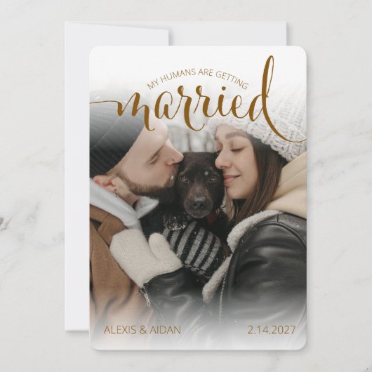 Modern Humans Getting Married Pet of Honor Dreamy Save The Date (Voorkant)