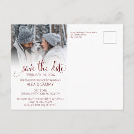 Modern Humans Getting Married Pet Photo Engagement Briefkaart