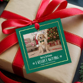 Modern Humorous Playful Cute Dog Photo Christmas Bedankjes Labels