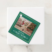 Modern Humorous Playful Cute Dog Photo Christmas Bedankjes Labels (In situ)