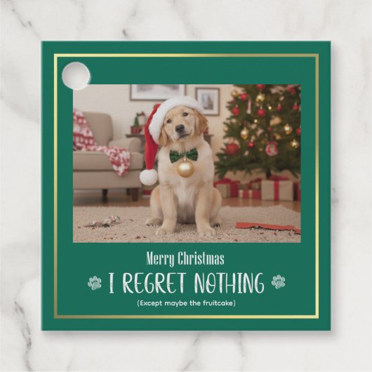 Modern Humorous Playful Cute Dog Photo Christmas Bedankjes Labels (Voorkant)