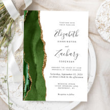Modern Hunter Green Gold Agate Wedding