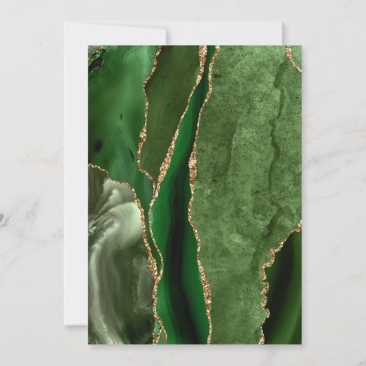 Modern Hunter Green Gold Agate Wedding Kaart (Achterkant)