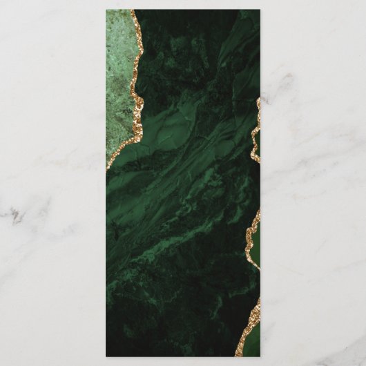Modern Hunter Green Gold Agate Wedding Menu (Achterkant)