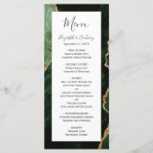 Modern Hunter Green Gold Agate Wedding Menu (Voorkant)