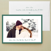 Modern Hunter Green Little Bow Photo Save This Day Save The Date