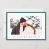 Modern Hunter Green Little Bow Photo Save This Day Save The Date (Voorkant)