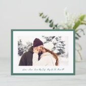 Modern Hunter Green Little Bow Photo Save This Day Save The Date (Staand voorkant)