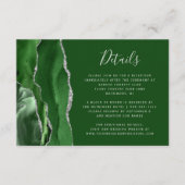 Modern Hunter Green Silver Agate Wedding Details Informatiekaartje (Voorkant)