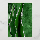 Modern Hunter Green Silver Agate Wedding Folie Uitnodiging (Achterkant)