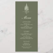 Modern Hunter Green Tree Forest Rustieke bruiloft  Menu (Voorkant)