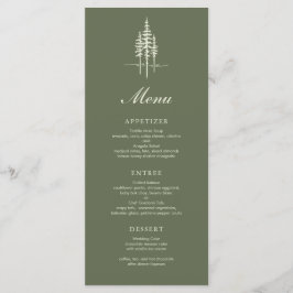 Modern Hunter Green Tree Forest Rustieke bruiloft Menu