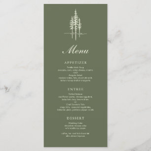 Modern Hunter Green Tree Forest Rustieke bruiloft Menu