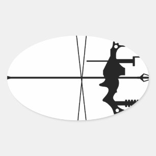 Modern Hunting Bow en Arrow Ovale Sticker