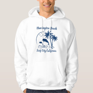 Modern Huntington Beach Californië Donkerblauw Hoodie