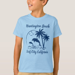 Modern Huntington Beach Californië Donkerblauw T-shirt