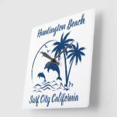 Modern Huntington Beach Californië Donkerblauw Vierkante Klok (Hoek)
