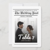 Modern Huwelijks Tafelnummer Krant met Foto (Voorkant)