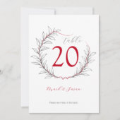 Modern Huwelijks Tafelnummer & Menu (Rood) (Voorkant)